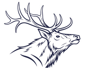 Majestic black and white deer with magnificent antlers poses elegantly, exuding woodland charm