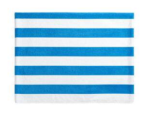 Blue and white striped beach towel laid flat.