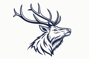 Majestic golden stag with large antlers showcases artistic rendering on a white backdrop