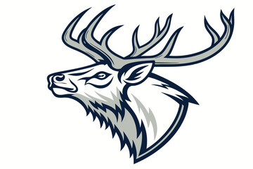 Gradient color illuminates a stylized moose silhouette against a clean white backdrop, enhancing minimalist appeal