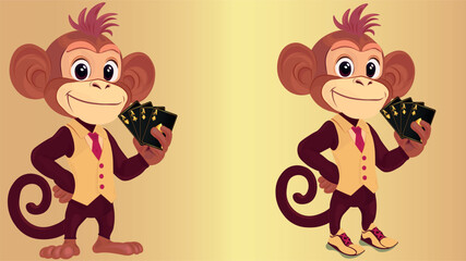 Funny monkey card player