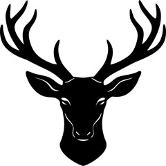 Naklejka premium A deer head silhouette vector on transparent background 