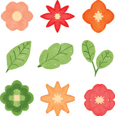 watercolor flower plants element seamless pattern background