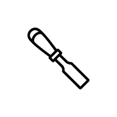 Simple black line drawing icon of a woodworking chisel on a white background