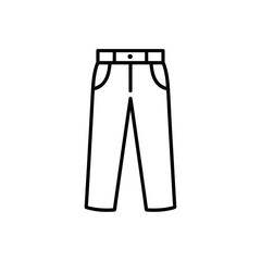 Simple outline icon of a pair of pants on a white background