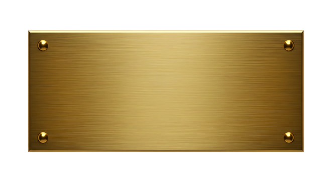 Gold Metal Plaque with Brushed Texture and Corner Screws