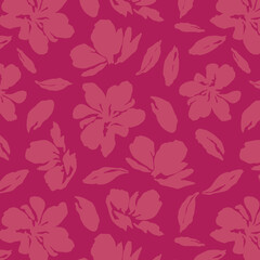 Flowers have organic shape with seamless background. Simple abstract floral pattern. Modern printing. Ideal for textile design, wallpaper, cards, posters and decoration.
