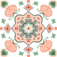 watercolor flower plants seamless batik pattern background