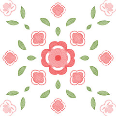 watercolor flower plants seamless batik pattern background