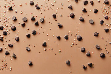 Grunge textured brown coffee beans on the ground create a natural food pattern