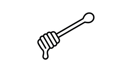 Simple black line drawing of a honey dipper with dripping honey