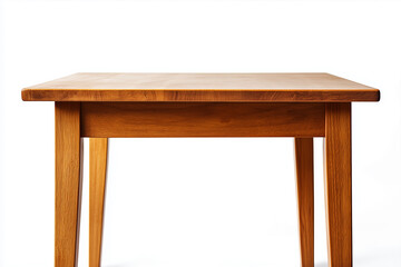 Old wooden table furniture, a simple brown object with a vintage style isolated on white