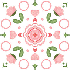 watercolor flower plants seamless batik pattern background