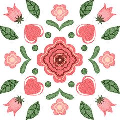 watercolor flower plants seamless batik pattern background
