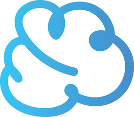 A whimsical and abstract blue gradient cloud outline, symbolizing cloud computing, ideas, or dreams.