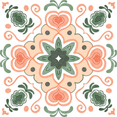 watercolor flower plants seamless batik pattern background