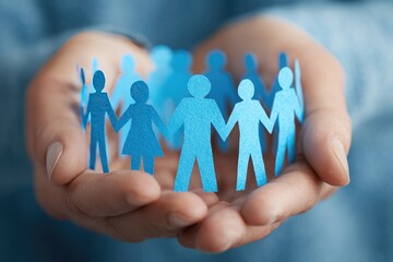 Hands holding a circle of paper people