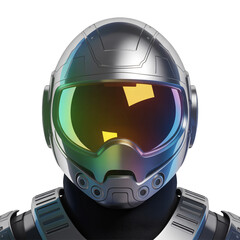 Futuristic Sci-Fi Helmet with Reflections Isolated on Transparent Background