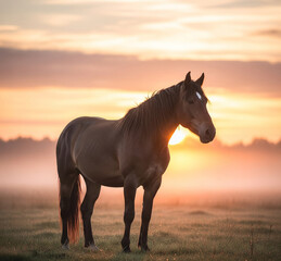 Fototapeta premium horse in sunset