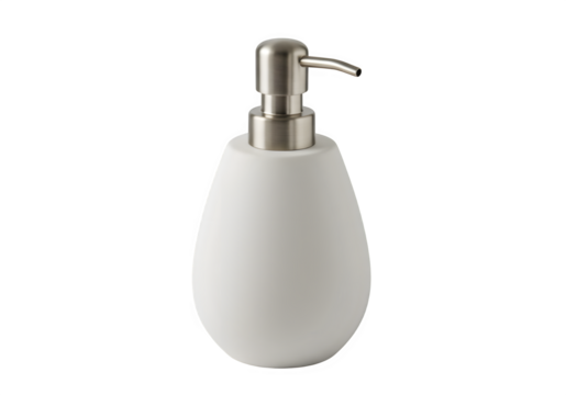 Elegant soap dispenser on a minimalist surface ideal for promoting cleanliness and hygiene in a modern bathroom setting isolated on white or transparent background. PNG