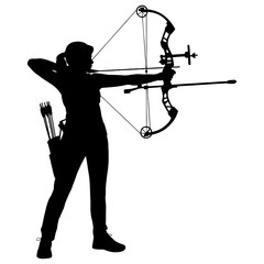 Silhouette of a woman with a bow and arrow