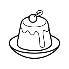 Pudding Outline Line Art Vector Style