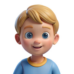 Obraz premium 3d Happy cartoon boy character with a bright smile enjoys fun summer heat at the tropical beach