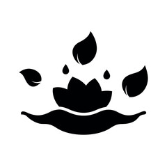 Floral Rose Water Black Silhouette Art