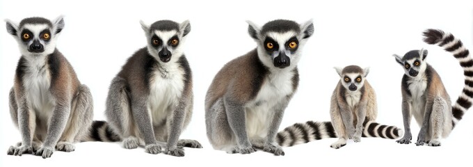 Four Ring-tailed Lemurs in a Row