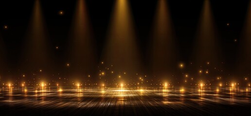 Golden stage with spotlight