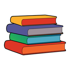 Stack of colorful books on a white background
