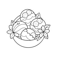Line Art of Floral Bath Bombs Vector Outline