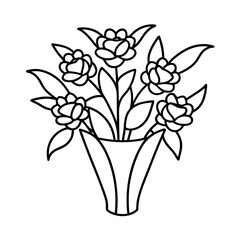 Floral Centerpiece Line Art Silhouette Vector