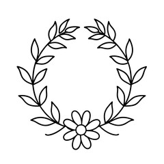 Vector Floral Wreath Outline Line Art Design