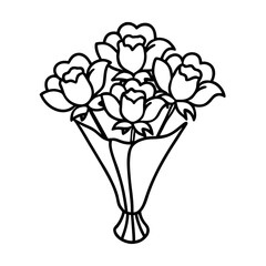 Flower Bouquets Outline Vector Line Art