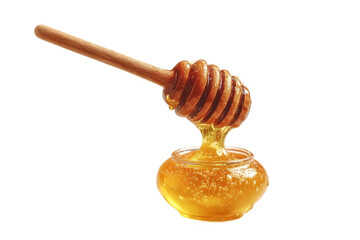 [Transparent Background PNG]Honey Dripping from Dipper into Jar