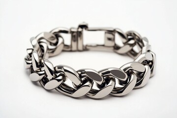 Stainless steel Cuban link bracelet with a horizontal plate, product shot on a white background.