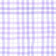 Purple Plaid Gingham Madras Check Hand Drawn Background Pattern Overlay