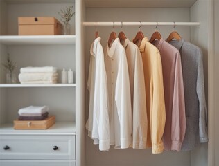 Wardrobe with Colorful Shirts