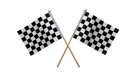 Fototapeta premium Crossed Checkered Flags on White Transparent - A Symbol of Racing and Victory