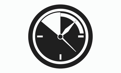 clock icon, wall clock vector, time symbol graphic, alarm watch silhouette, black white illustration







