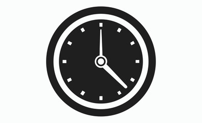 clock icon, wall clock vector, time symbol graphic, alarm watch silhouette, black white illustration







