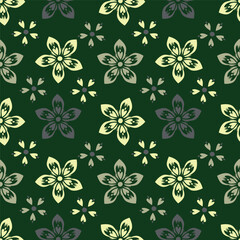 Tropical flower pattern seamless, silhouette of blooming, hand drawn botanical, Floral leaf for spring and Summer time, natural ornaments for textile, fabric, wallpaper, background design.
