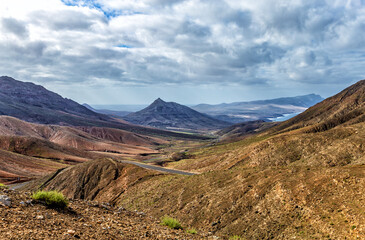 Mountain landscape, Island Fuerteventura, Canary Islands, Spain, Europe.