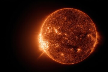 Bright solar surface erupts with a spectacular prominence, showcasing the dynamic and intense activity of our sun during the observation event