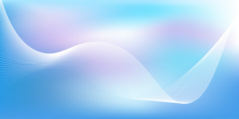 Abstract blue gradient background with shining lines waves. Minimalist background for banner, poster, cover, brochure, flyer, website