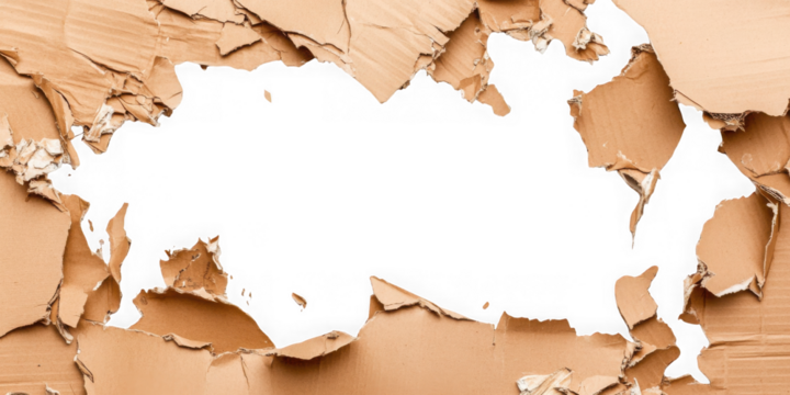 Torn cardboard with open space on transparent background