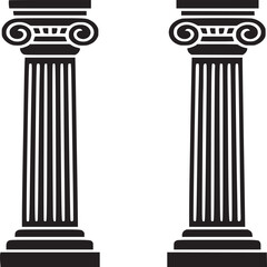 Obraz premium Ionic column vector illustration ancient greek architecture design building pillar drawing element icon art silhouette