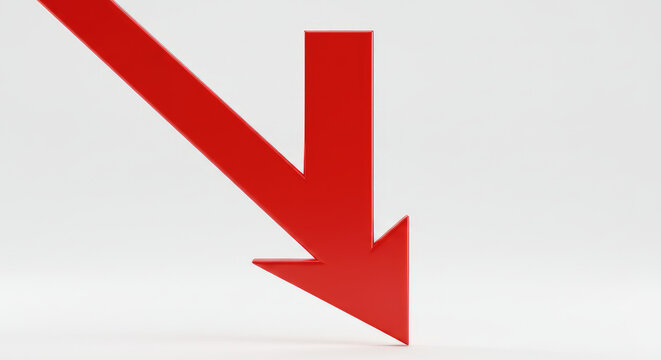 Red 3D Arrow Pointing Downwards.
