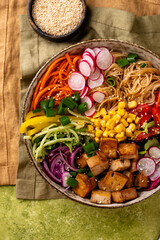 Vegan healthy poke bowl with tofu